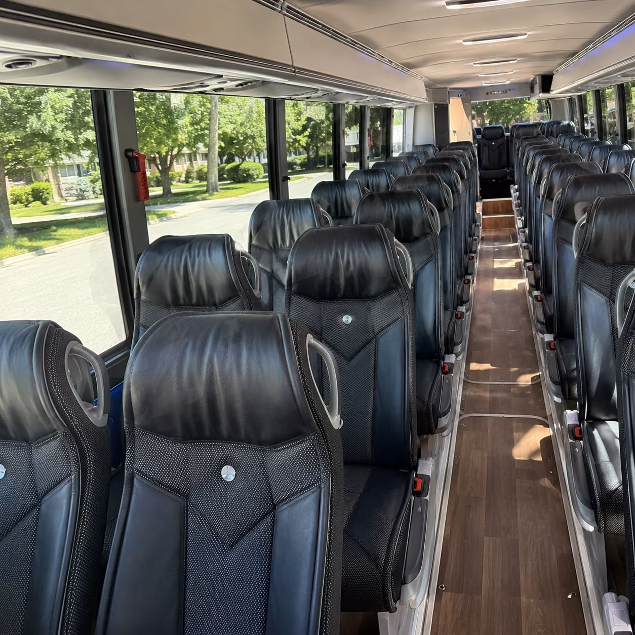 billings 40 passenger charter bus inside