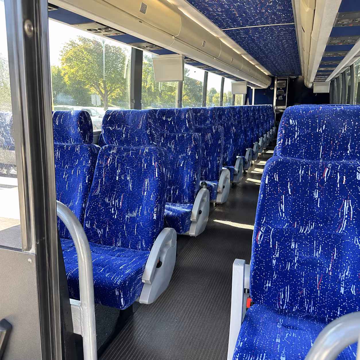 billings 50 passenger charter bus inside